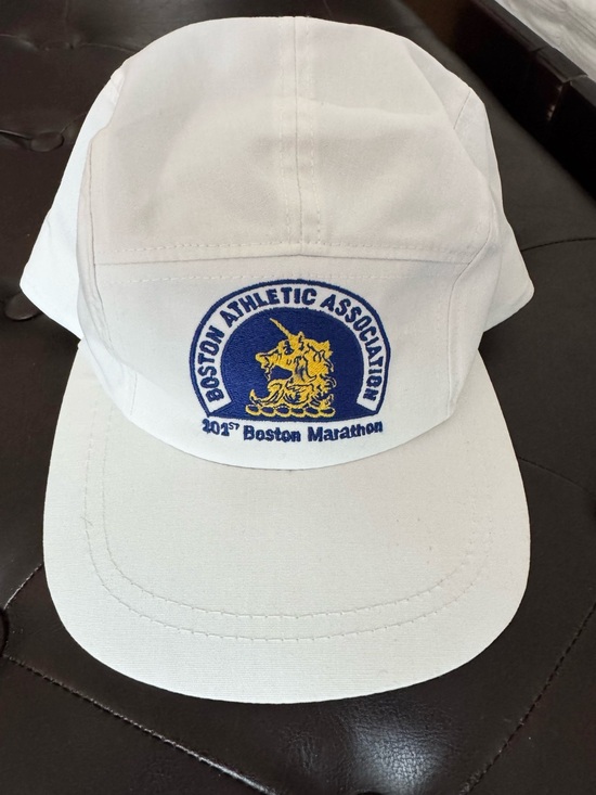Vintage 1997 Boston Marathon 101st BAA 5-Panel Camp Hat Microsoft Digital White
